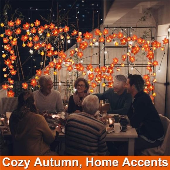 3 Pack Fall Garland with Pumpkin Lights Fall Lights, 30Ft 60LED Battery Operated - Picture 4 of 6